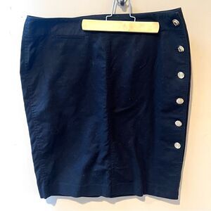 Ralph Lauren black cotton skirt with gold buttons.  Sz 12